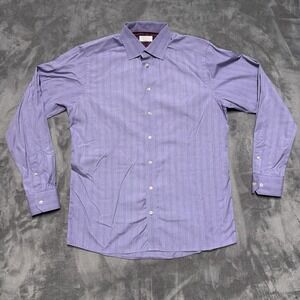 Eton Dress Shirt Mens 42 16.5  Purple Lavender Plaid Cotton Business Wedding